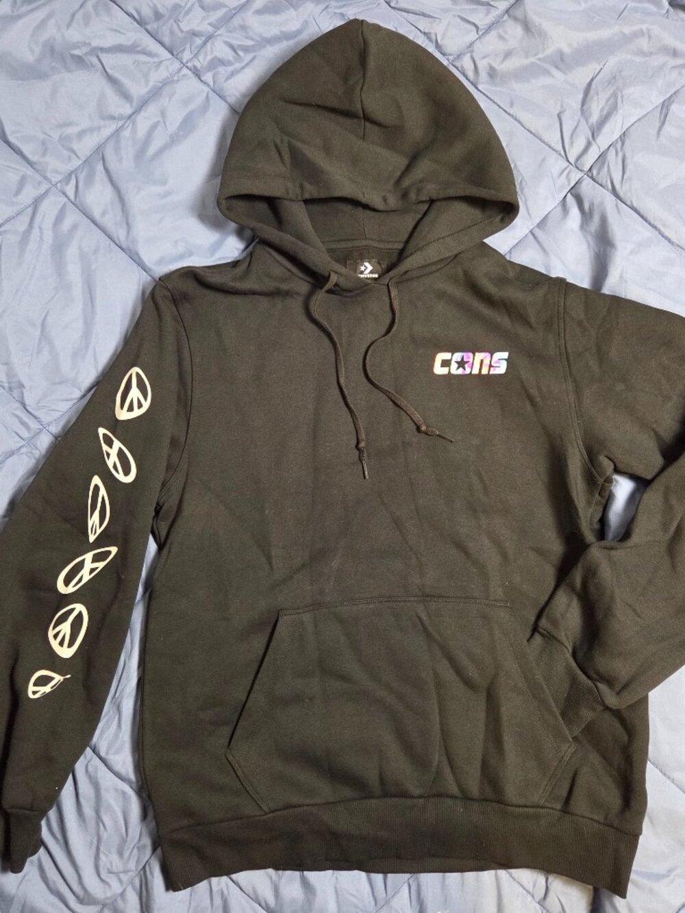 Converse CONS Graphic Hoodie Black Large Men's Skateboarding Pullover Sweatshirt